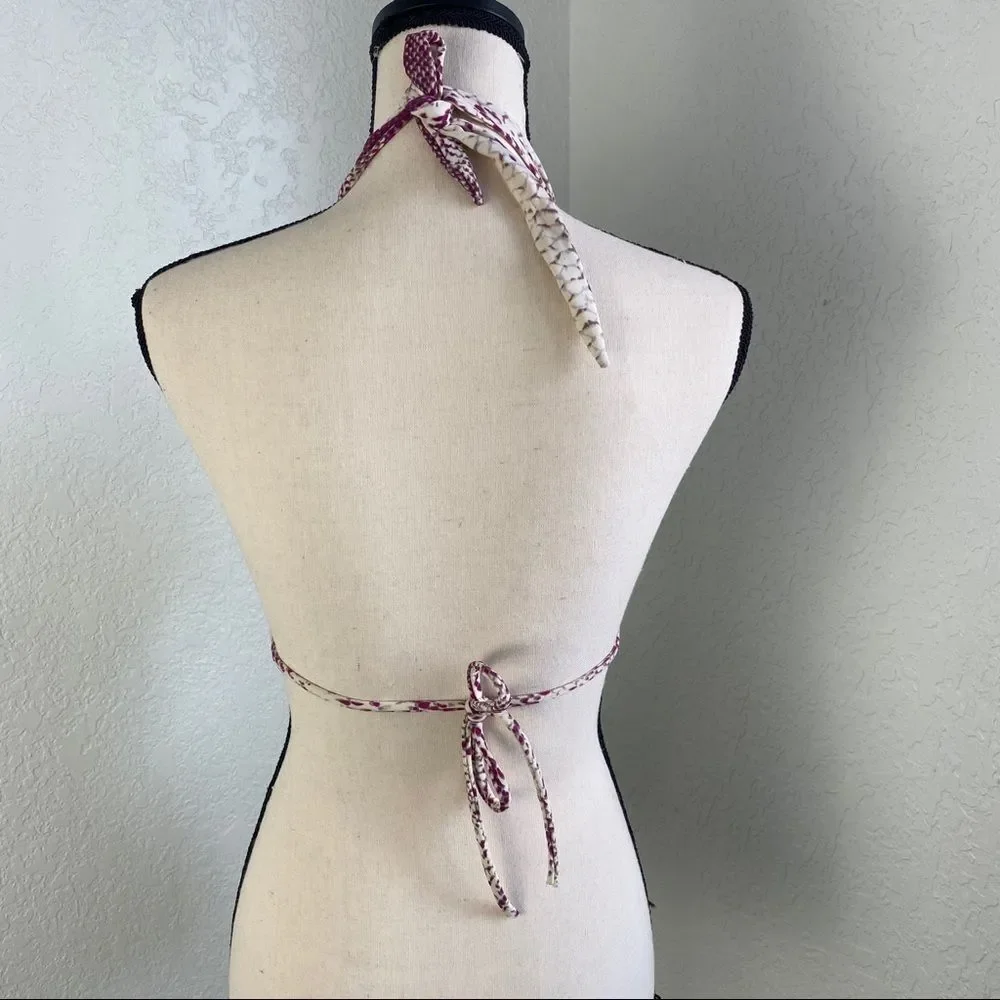 VIX Python Creme & Purple Bikini Top Sz M